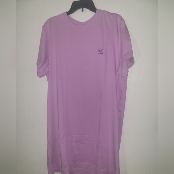 ADIDAS ORIGINALSCotton T-shirt Dress In Bliss Lilac sz-XL  nwt pit 23.5 47 Bust) - Picture 4 of 9
